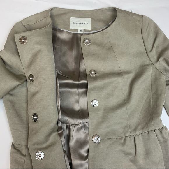 Banana Republic womens 10 medium blazer silk linen pemplam jacket tan gold work - Picture 6 of 11